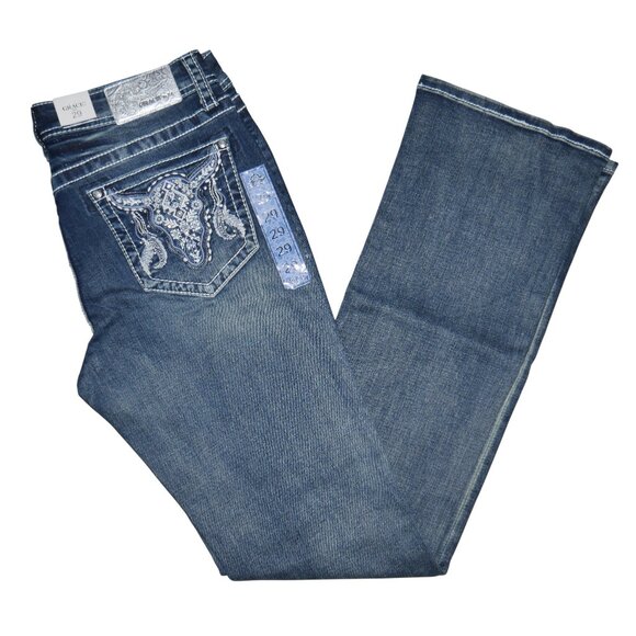 Grace In LA Womens Bootcut Jeans Size 29 x 34 Sequin Western Embroidered NWT - Picture 7 of 12